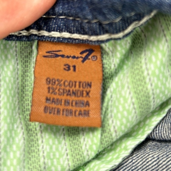 Seven Mid Rise Skinny Zip Ankle Women Denim Jeans Size 31 Contrast White Stitch - Picture 3 of 11